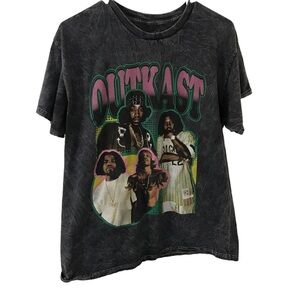 Outkast 100% cotton mineral wash gray stankonia graphic t-shirt size Large